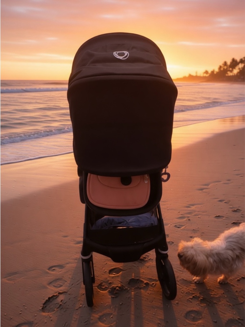 Children's Stroller Canopy Cover in Black with Pink Accent